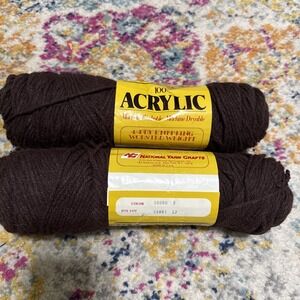 Set Of Two Vintage Rhapsody 100% Acrylic Brown Yarn. 4 Ply Mothproof